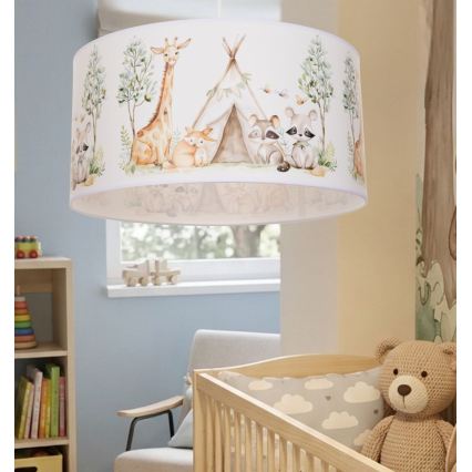 Vaikiška liustra KIDS ROOM 1xE27/60W/230V, skersmuo 40 cm, su gyvūnėlių motyvais