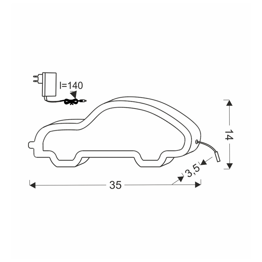 Vaikiška stalinė LED lempa CAR LED/11W/230V rožinė