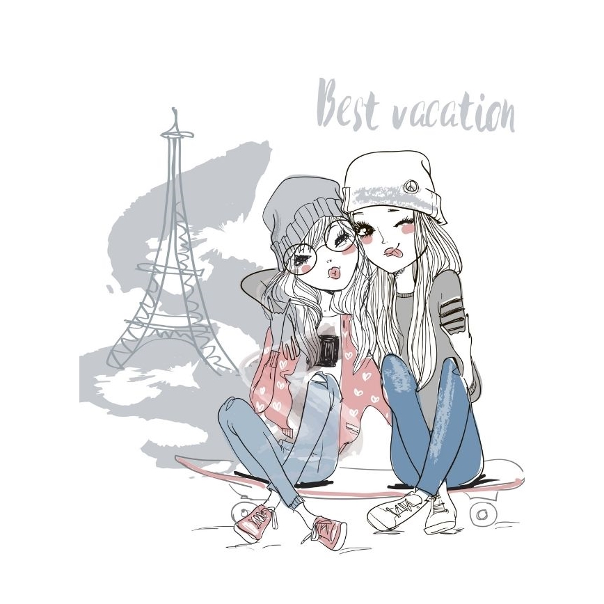 Vaikiška stalinė lempa GIRLS VIBES 1xE27/60W/230V skersmuo 18 cm Paris