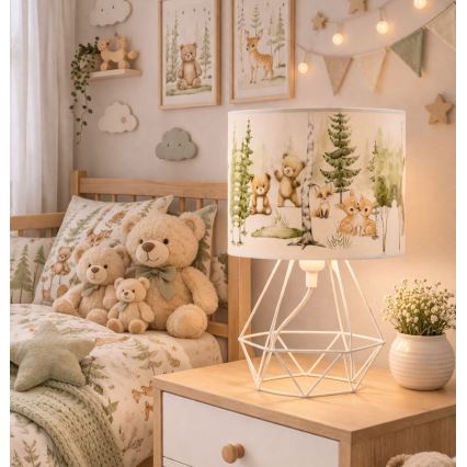 Vaikiška stalinė lempa KIDS ROOM 1xE27/60W/230V, skersmuo 18 cm, gyvūnėliai