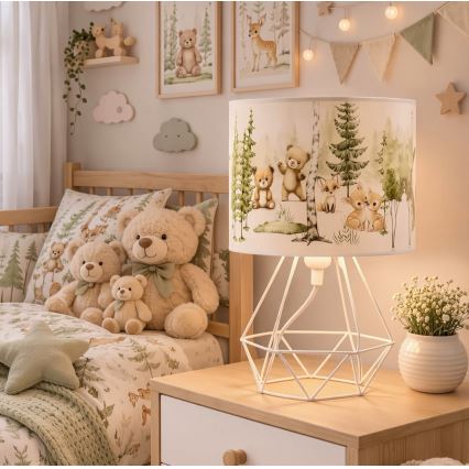 Vaikiška stalinė lempa KIDS ROOM 1xE27/60W/230V, skersmuo 18 cm, gyvūnėliai