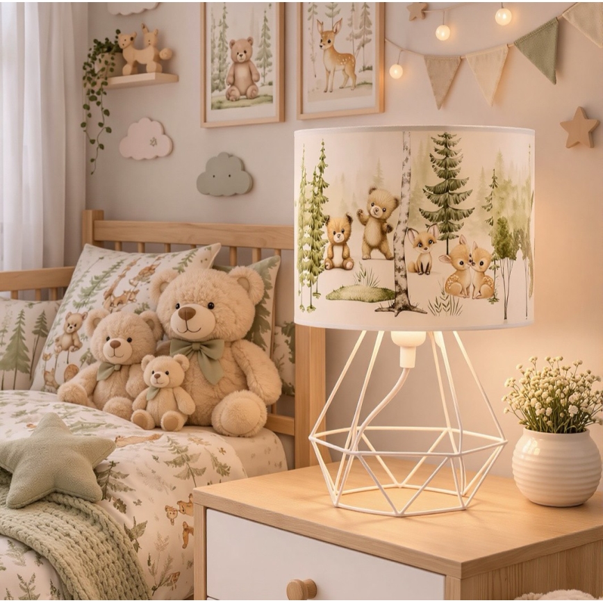 Vaikiška stalinė lempa KIDS ROOM 1xE27/60W/230V, skersmuo 18 cm, gyvūnėliai
