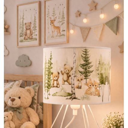 Vaikiška stalinė lempa KIDS ROOM 1xE27/60W/230V, skersmuo 18 cm, gyvūnėliai