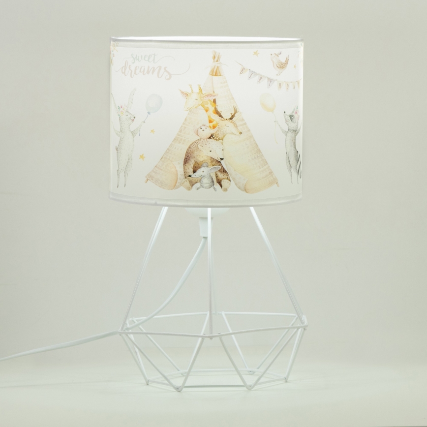 Vaikiška stalinė lempa KIDS ROOM 1xE27/60W/230V, skersmuo 18 cm, su gyvūnėlių motyvais