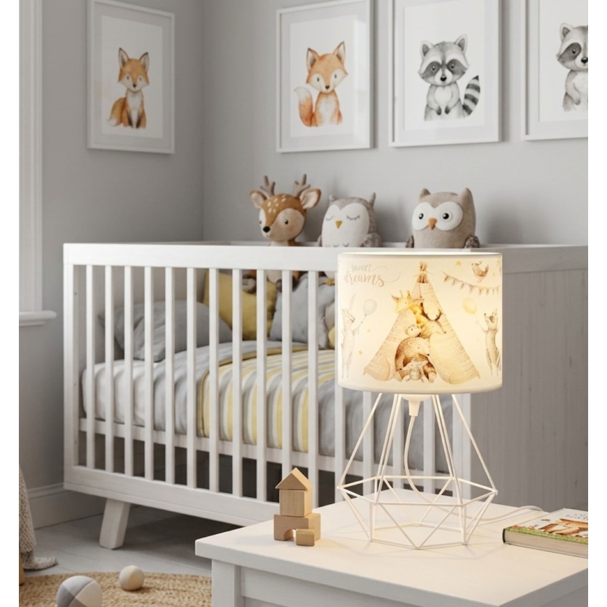 Vaikiška stalinė lempa KIDS ROOM 1xE27/60W/230V, skersmuo 18 cm, su gyvūnėlių motyvais