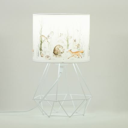 Vaikiška stalinė lempa KIDS ROOM 1xE27/60W/230V, skersmuo 18 cm, su gyvūnėlių motyvais