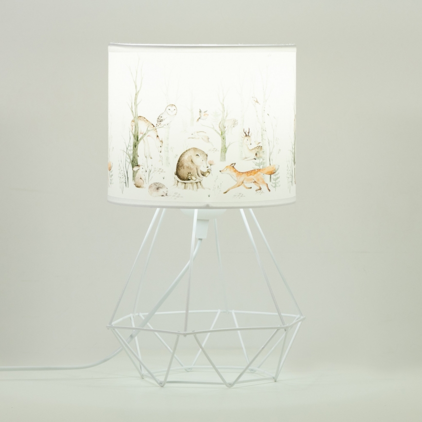 Vaikiška stalinė lempa KIDS ROOM 1xE27/60W/230V, skersmuo 18 cm, su gyvūnėlių motyvais