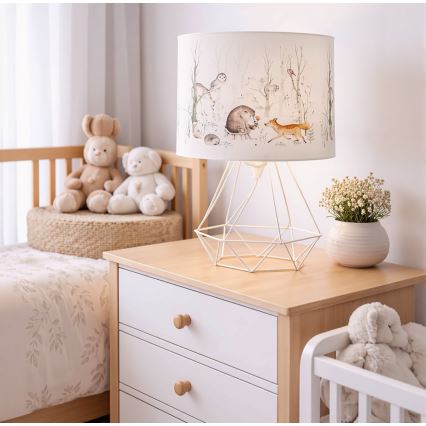 Vaikiška stalinė lempa KIDS ROOM 1xE27/60W/230V, skersmuo 18 cm, su gyvūnėlių motyvais