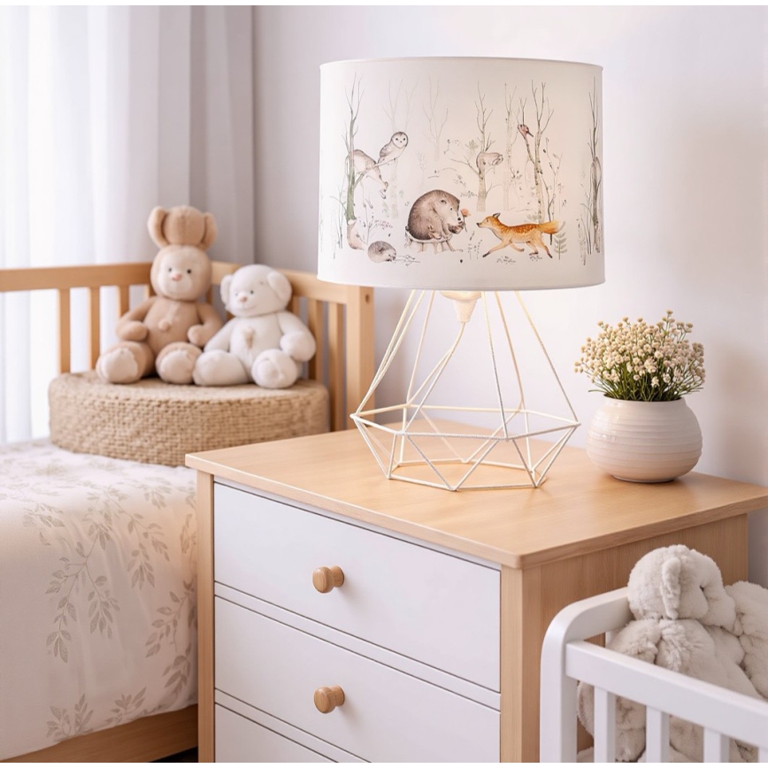 Vaikiška stalinė lempa KIDS ROOM 1xE27/60W/230V, skersmuo 18 cm, su gyvūnėlių motyvais