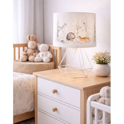 Vaikiška stalinė lempa KIDS ROOM 1xE27/60W/230V, skersmuo 18 cm, su gyvūnėlių motyvais