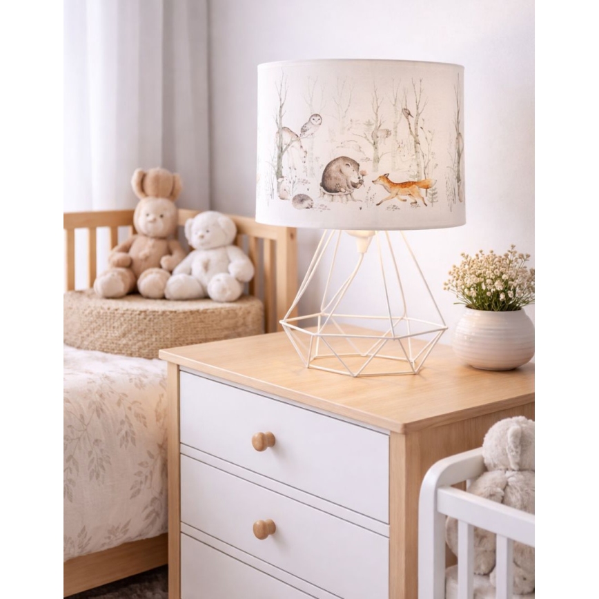 Vaikiška stalinė lempa KIDS ROOM 1xE27/60W/230V, skersmuo 18 cm, su gyvūnėlių motyvais