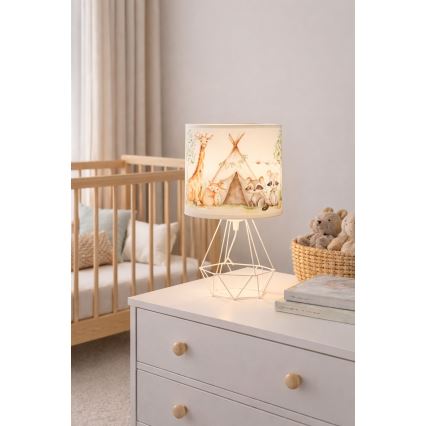 Vaikiška stalinė lempa KIDS ROOM 1xE27/60W/230V skersmuo 18 cm, su gyvūnėlių motyvais