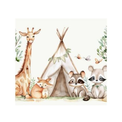 Vaikiška stalinė lempa KIDS ROOM 1xE27/60W/230V skersmuo 18 cm, su gyvūnėlių motyvais