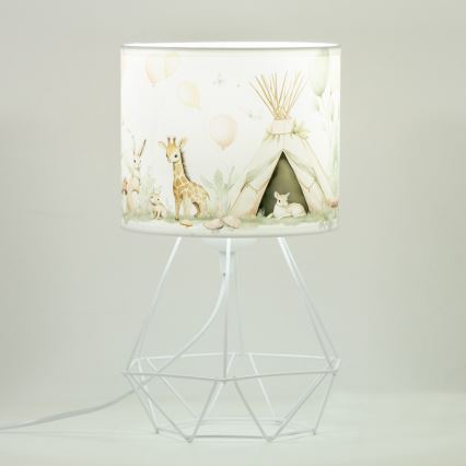 Vaikiška stalinė lempa KIDS ROOM 1xE27/60W/230V Ø 18 cm, su gyvūnėlių motyvais