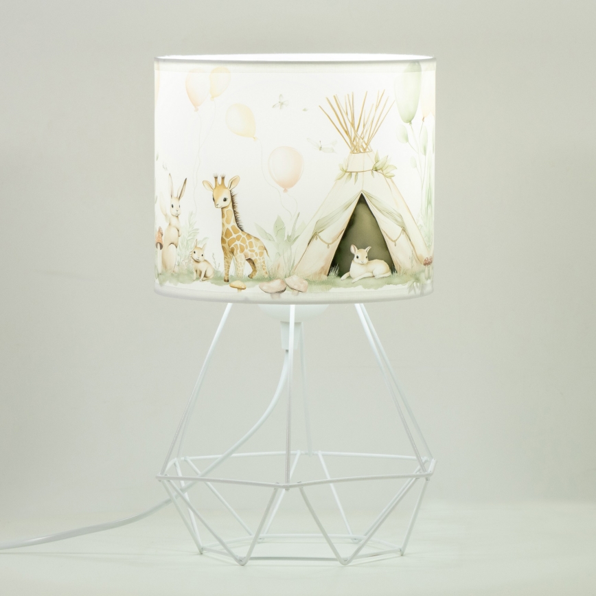 Vaikiška stalinė lempa KIDS ROOM 1xE27/60W/230V Ø 18 cm, su gyvūnėlių motyvais