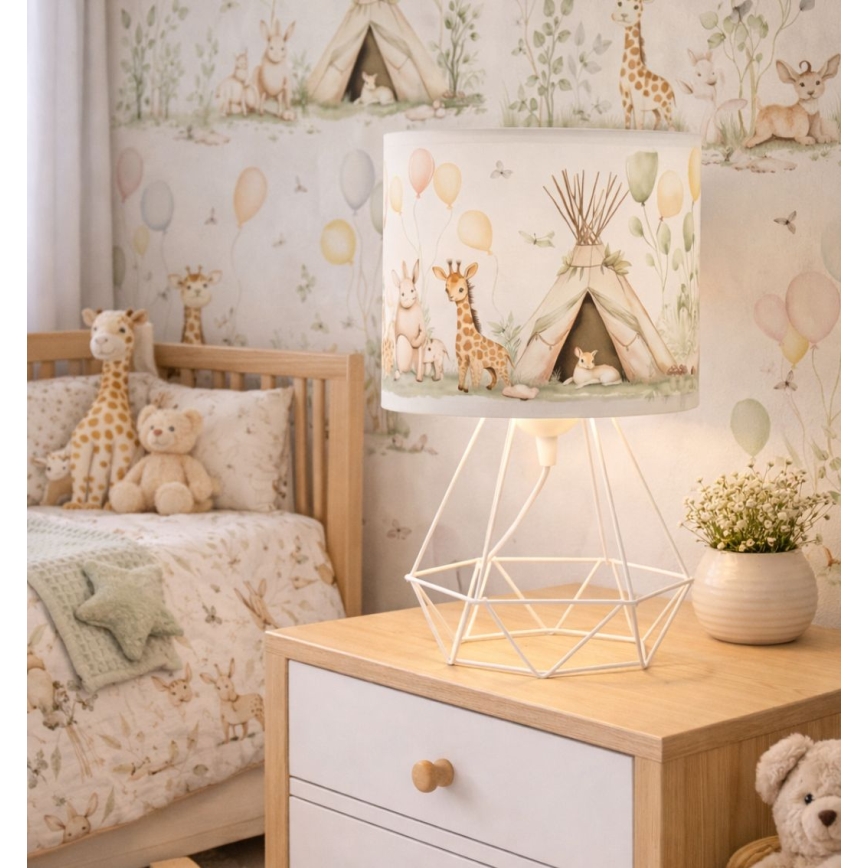 Vaikiška stalinė lempa KIDS ROOM 1xE27/60W/230V Ø 18 cm, su gyvūnėlių motyvais