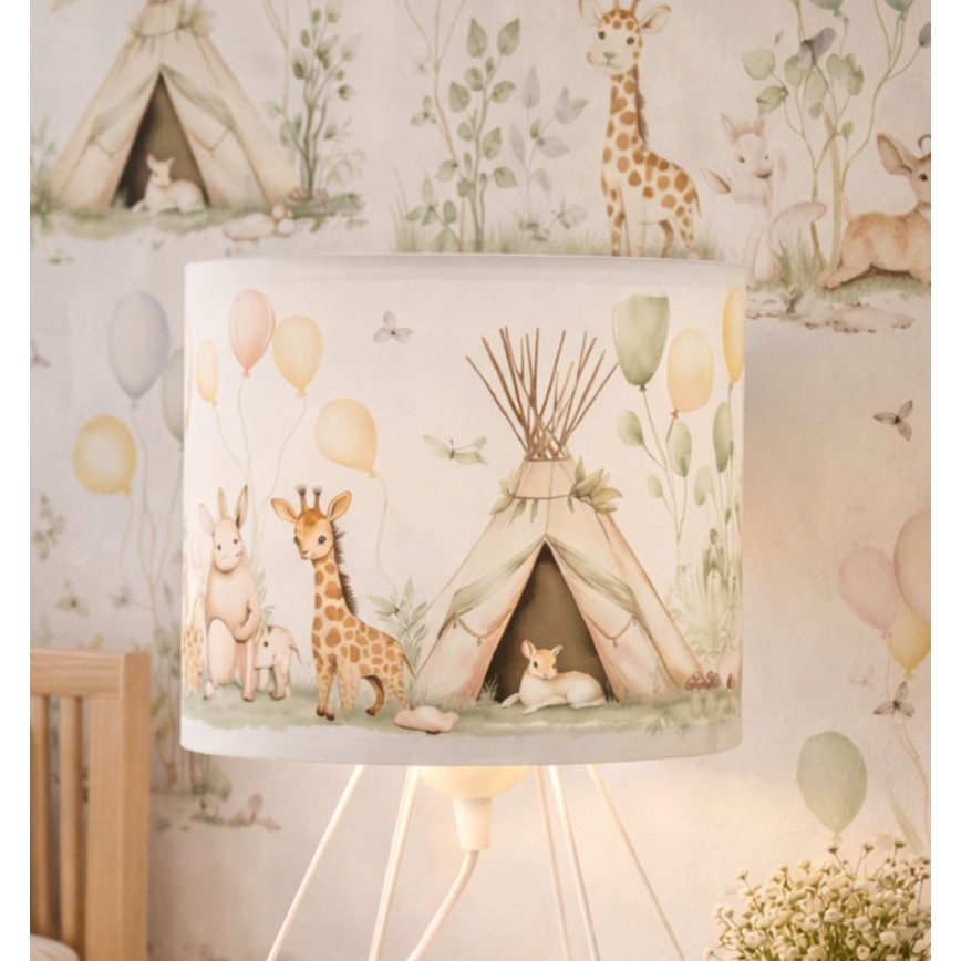 Vaikiška stalinė lempa KIDS ROOM 1xE27/60W/230V Ø 18 cm, su gyvūnėlių motyvais