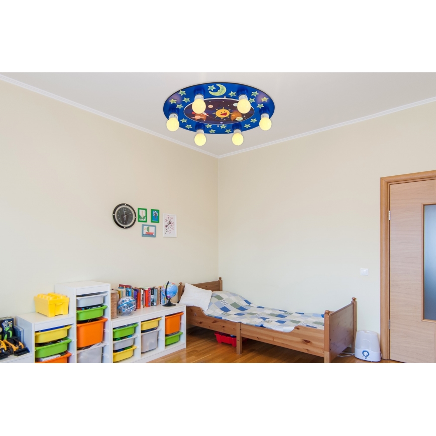 VaikiškaLubų lempa LUCCA 6xE27/24W/230V mėlyna