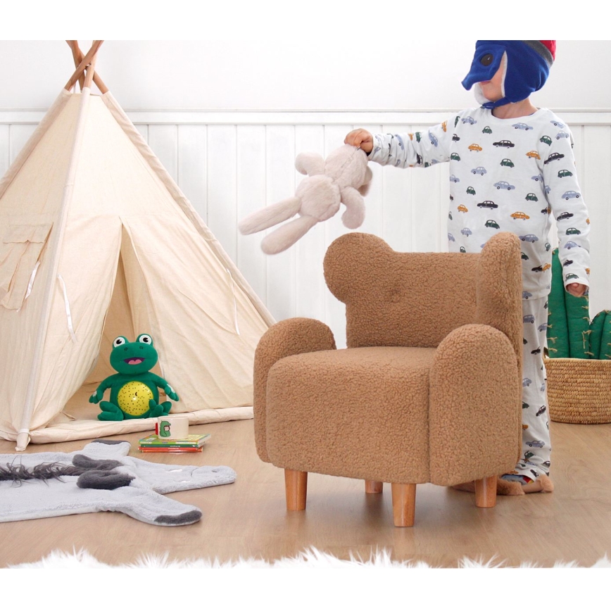 Vaikiškas fotelis TOBI, rudos spalvos