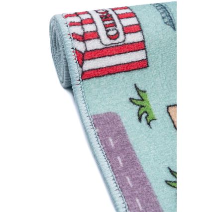 Vaikiškas kilimas STELLA STREETS 80x100 cm, turkio spalvos / miesto motyvas