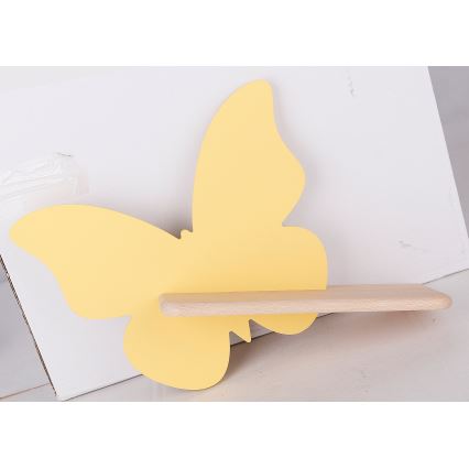 LED Vaikiškas sieninis šviestuvas su lentynėle BUTTERFLY LED/5W/230V geltona/medis,