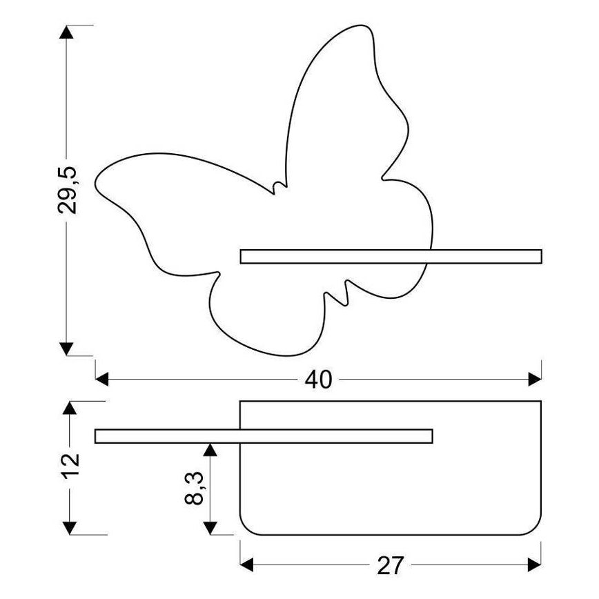 LED Vaikiškas sieninis šviestuvas su lentynėle BUTTERFLY LED/5W/230V geltona/medis,