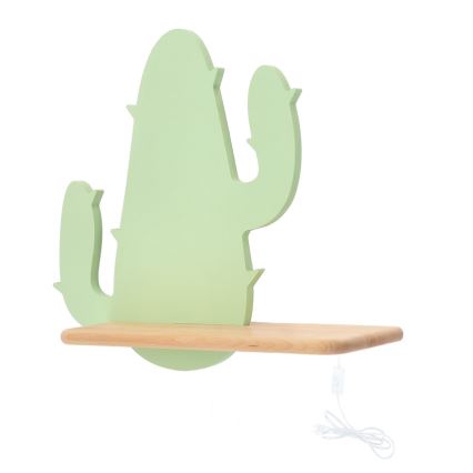 LED Vaikiškas sieninis šviestuvas su lentynėle CACTUS LED/4W/230V žalia/medis,