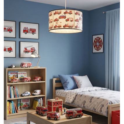 Vaikiškas liustras KIDS ROOM – ugniagesių motyvas, 1xE27/60W/230V, skersmuo 40 cm
