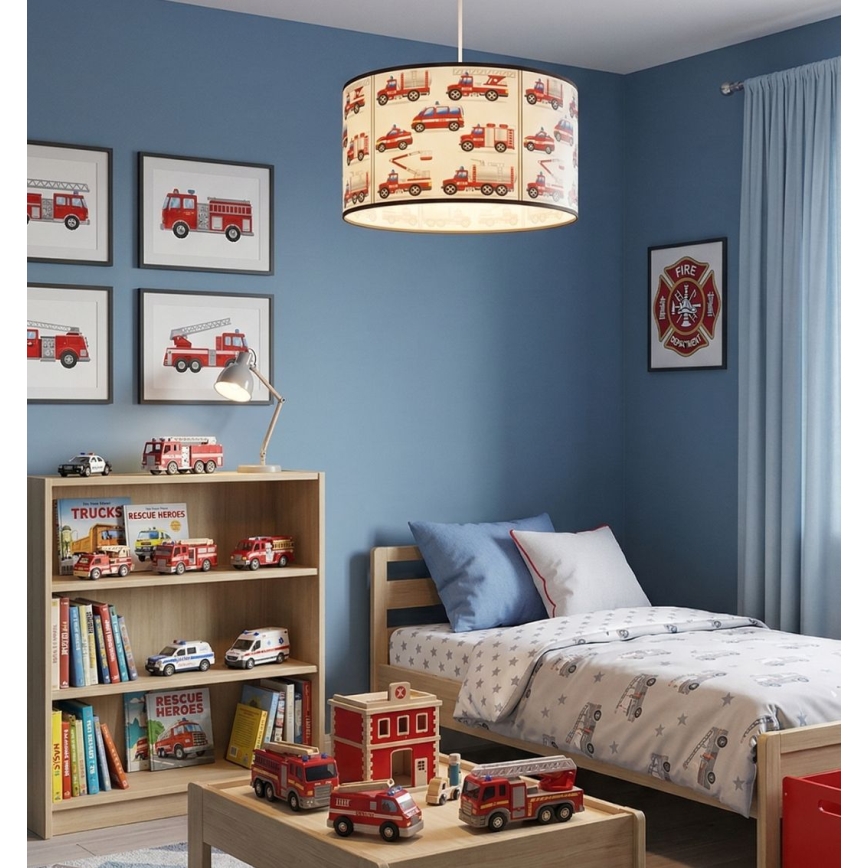 Vaikiškas liustras KIDS ROOM – ugniagesių motyvas, 1xE27/60W/230V, skersmuo 40 cm