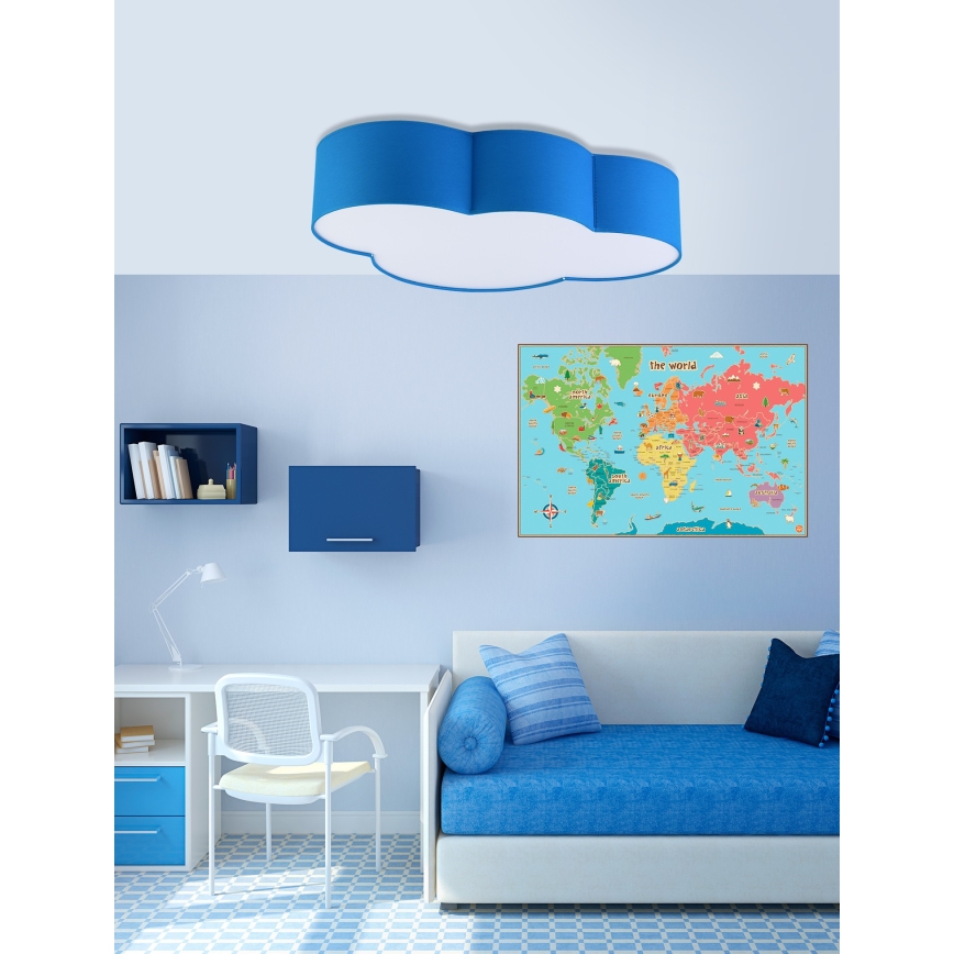 Vaikiškas lubinis šviestuvas CLOUD 4xE27/15W/230V mėlynas