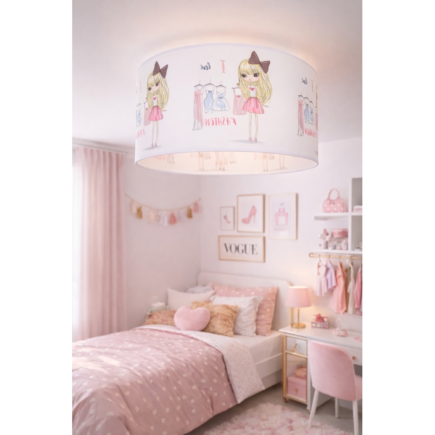 Vaikiškas lubinis šviestuvas GIRLS VIBES 1xE27/60W/230V skersmuo 40 cm Aš myliu madą