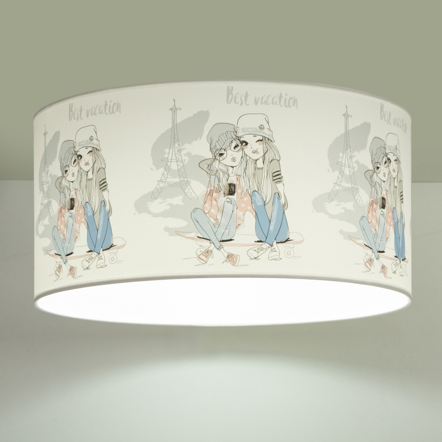 Vaikiškas lubinis šviestuvas GIRLS VIBES 1xE27/60W/230V skersmuo 40 cm Paris