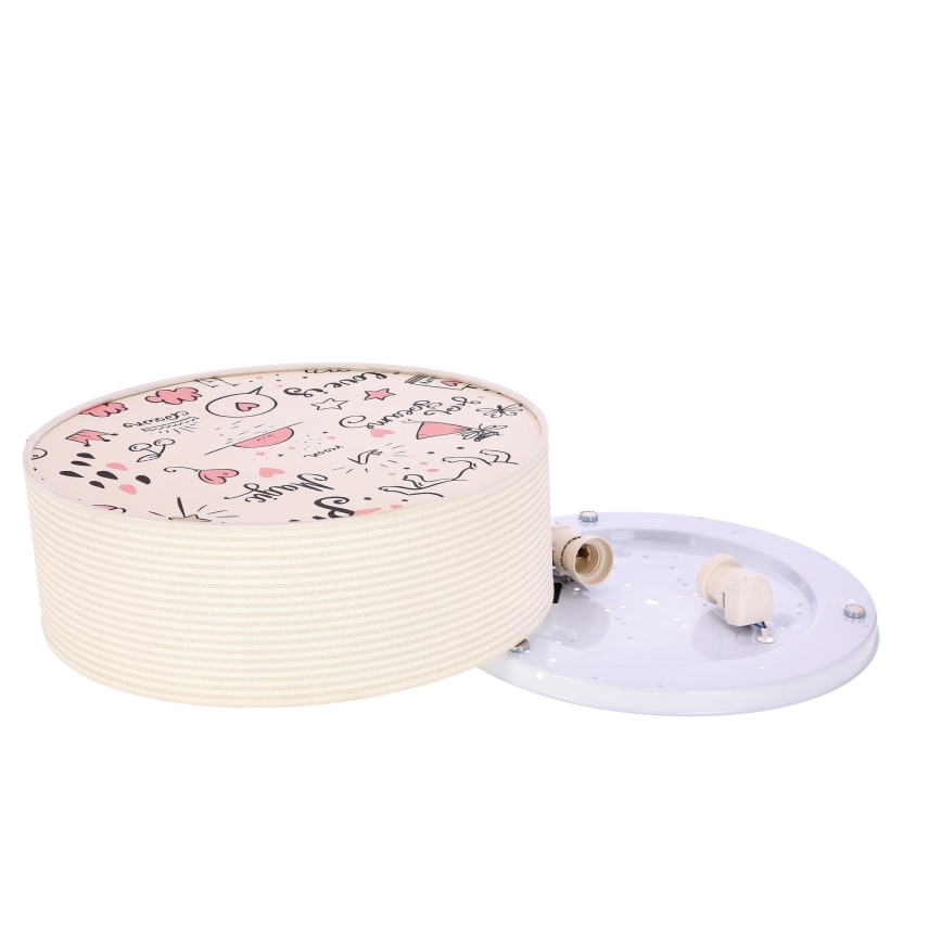 Vaikiškas lubinis šviestuvas KIDDY 2xE27/40W/230V smėlio spalva/rausva