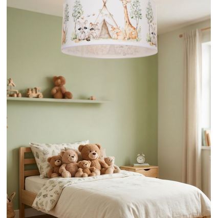 Vaikiškas lubinis šviestuvas KIDS ROOM 1xE27/60W/230V pr. 40 cm gyvūnėliai