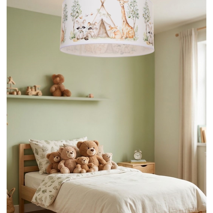 Vaikiškas lubinis šviestuvas KIDS ROOM 1xE27/60W/230V pr. 40 cm gyvūnėliai