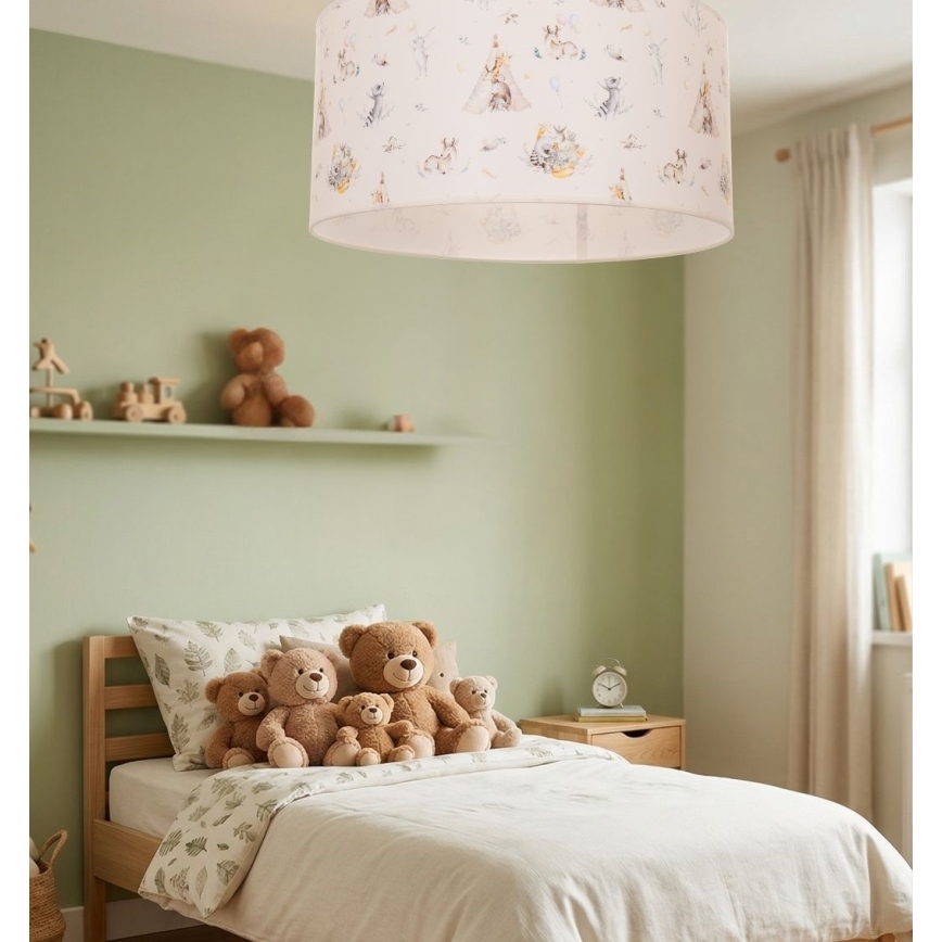Vaikiškas lubinis šviestuvas KIDS ROOM, 1xE27/60W/230V, skersmuo 40 cm, gyvūnėliai