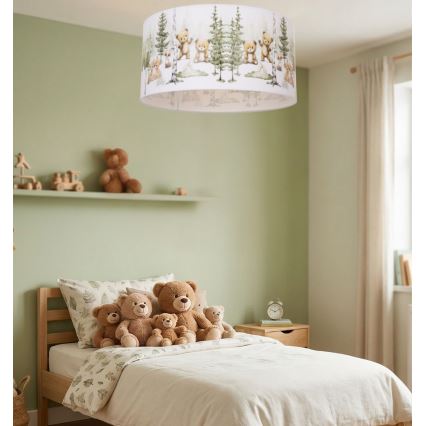Vaikiškas lubinis šviestuvas KIDS ROOM 1xE27/60W/230V, skersmuo 40 cm, su gyvūnėliais