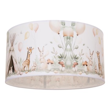 Vaikiškas lubinis šviestuvas KIDS ROOM 1xE27/60W/230V, skersmuo 40 cm, su žaismingais gyvūnėliais