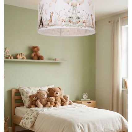 Vaikiškas lubinis šviestuvas KIDS ROOM 1xE27/60W/230V, skersmuo 40 cm, su žaismingais gyvūnėliais
