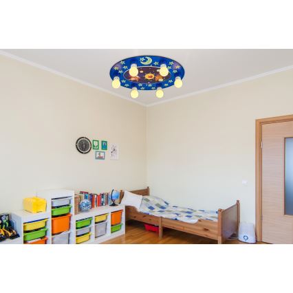 Vaikiškas lubinis šviestuvas LUCCA 6xE27/24W/230V mėlynas