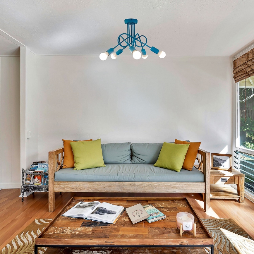 Vaikiškas paviršinis šviestuvas OXFORD 5xE27/15W/230V mėlynas