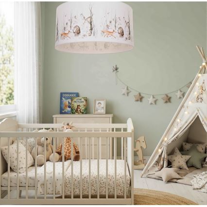Vaikiškas lubų šviestuvas KIDS ROOM 1xE27/60W/230V, skersmuo 40 cm, su žaismingais gyvūnėliais