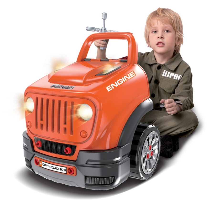 Vaikiškas mašinų autoservisas 3xAAA + 1xCR2025 oranžinė/pilka