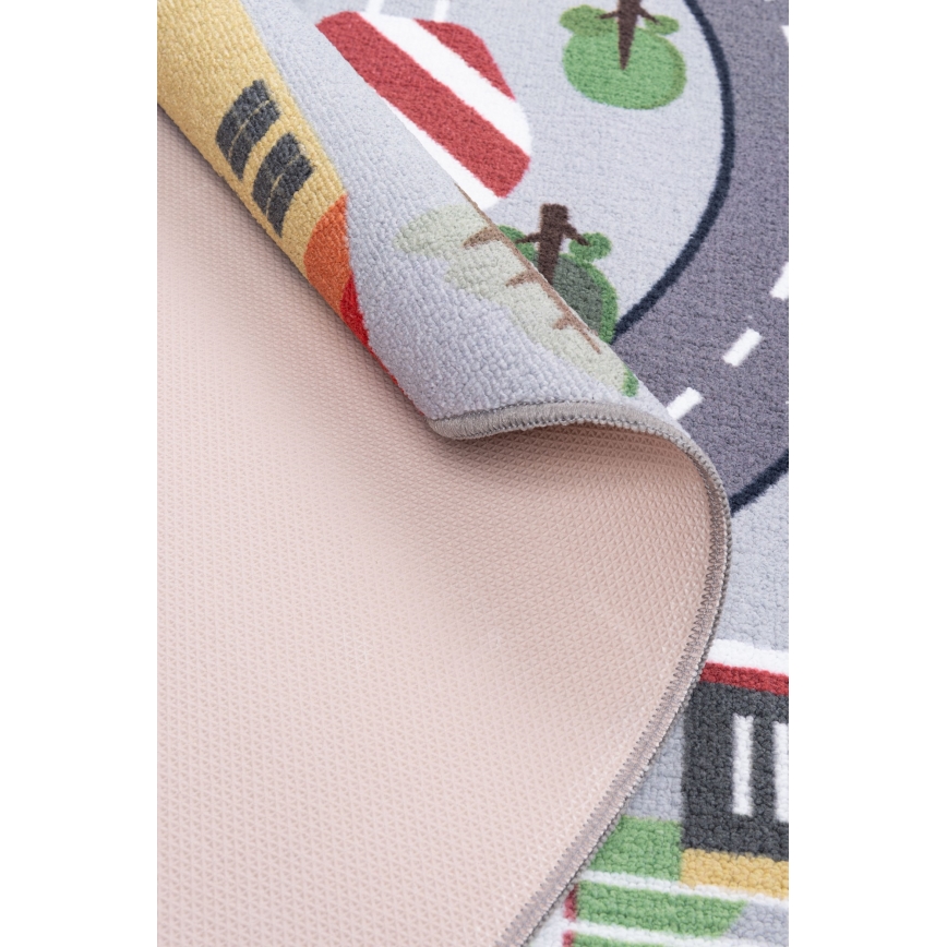 Vaikiškas neslystantis kilimas ARES STREETS 160 cm pilkas/miestas