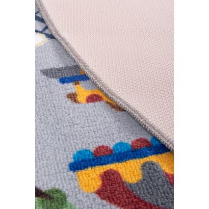 Vaikiškas neslystantis kilimas ARES STREETS 160 cm pilkas/miestas