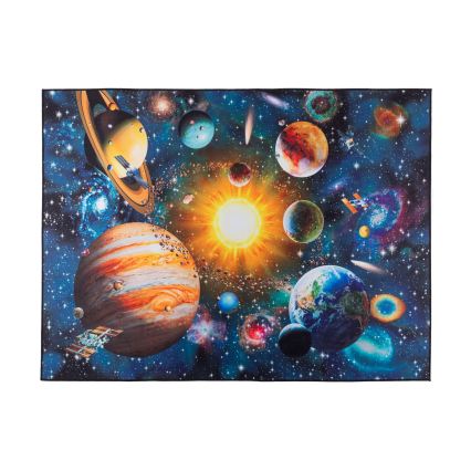 Vaikiškas neslystantis kilimas PRINT 3D 120x160 cm planetos/įvairiaspalvis