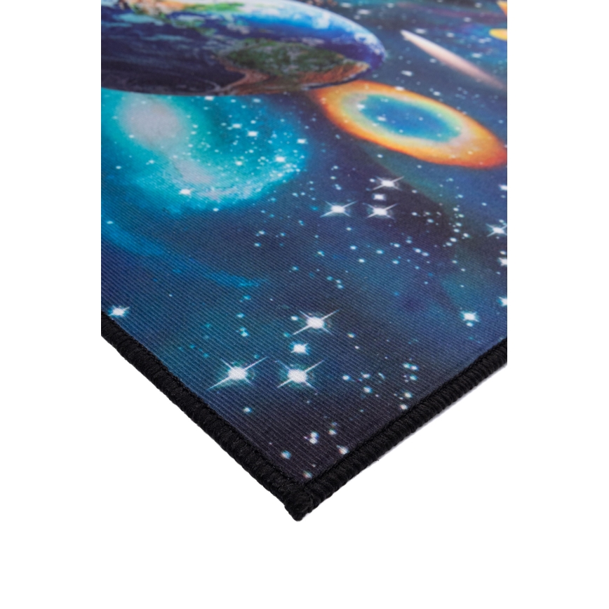 Vaikiškas neslystantis kilimas PRINT 3D 120x160 cm planetos/įvairiaspalvis