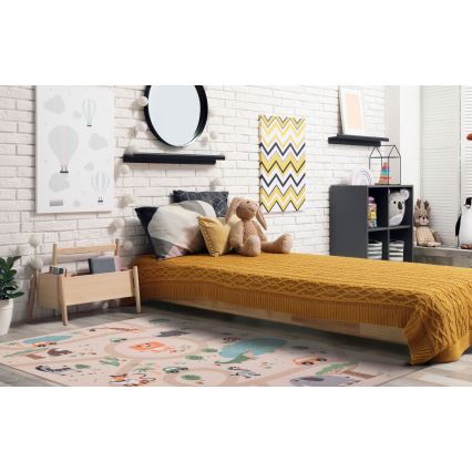 Vaikiškas neslystantis kilimėlis ARES STREETS 80x150 cm smėlio/safari