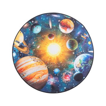Vaikiškas neslystantis kilimėlis PRINT 3D 80 cm planetos/margaspalvis