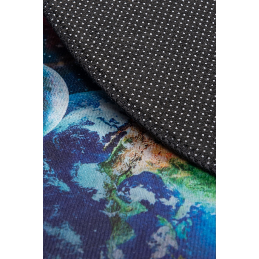 Vaikiškas neslystantis kilimėlis PRINT 3D 80 cm planetos/margaspalvis